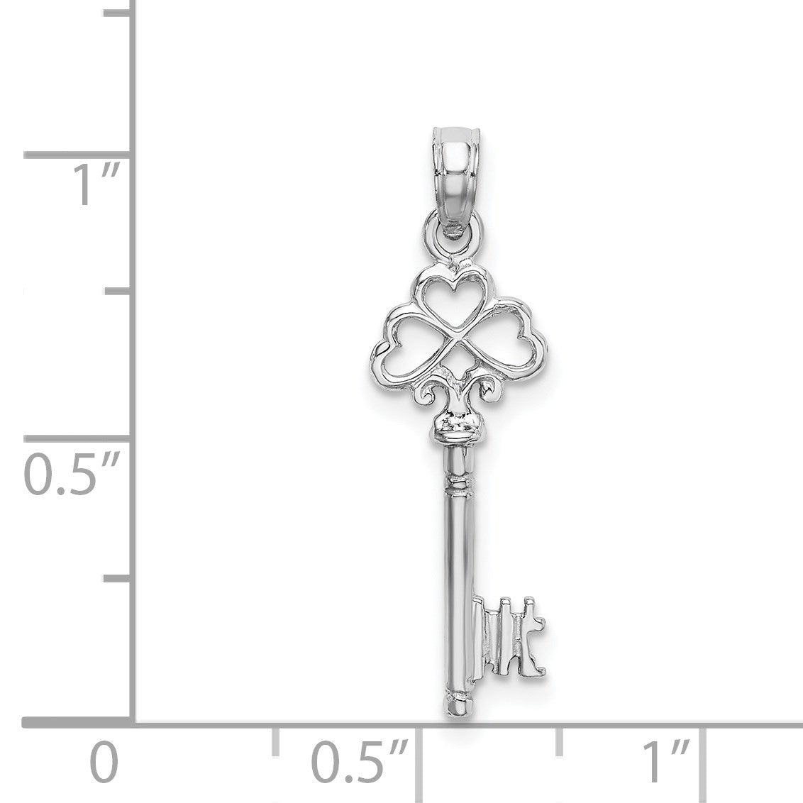 14K White Gold 3-D Hearts Key Charm