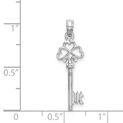 14K White Gold 3-D Hearts Key Charm