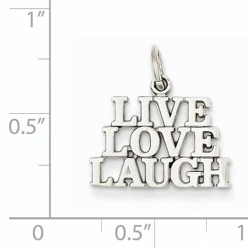 14K White Gold Polished LIVE LOVE LAUGH Charm