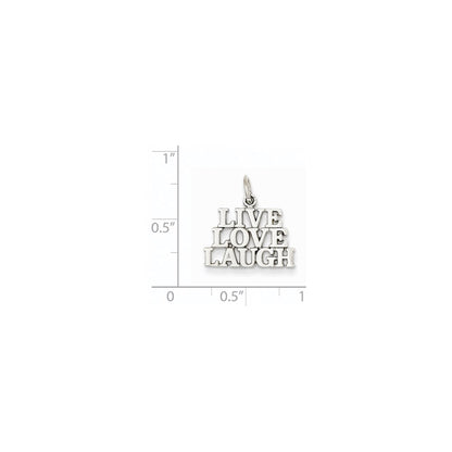 14K White Gold Polished LIVE LOVE LAUGH Charm