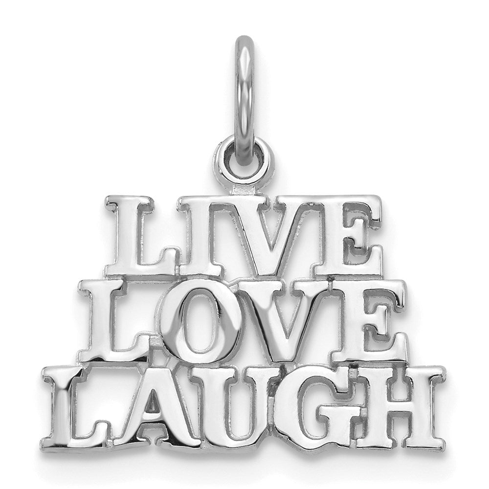 14K White Gold Polished LIVE LOVE LAUGH Charm