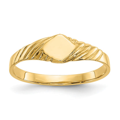 14k 5.0x5.0mm Open Back Size 3 Childs Fancy Square Signet Ring