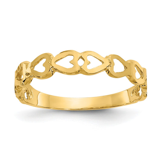 14k Polished Hearts Ring