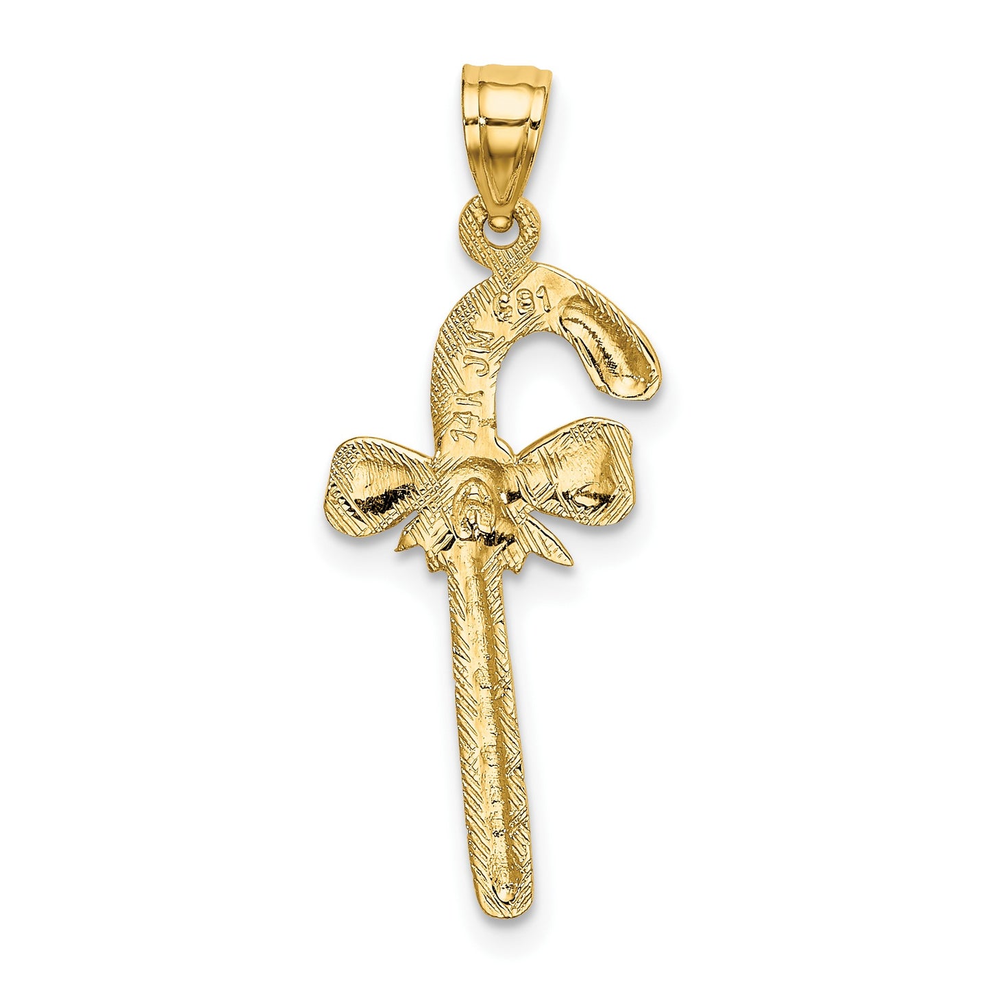 14k Solid Polished Candy Cane Charm