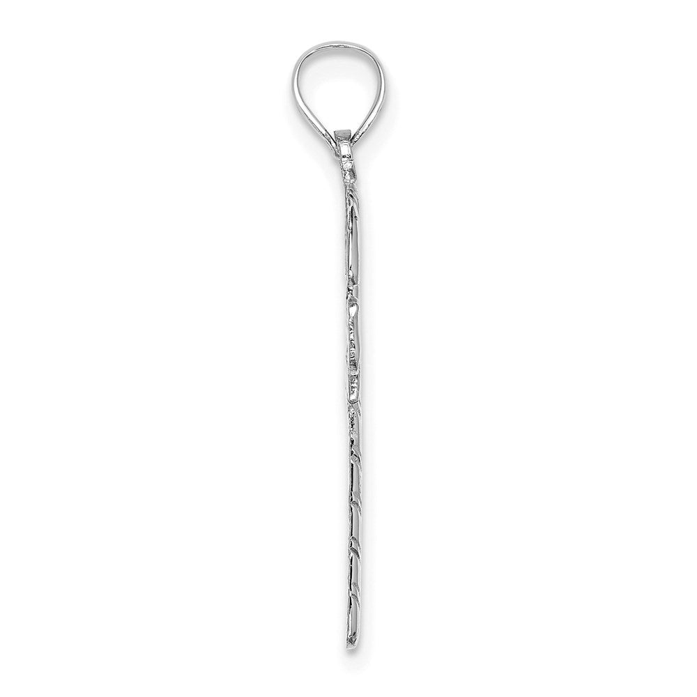 14K White Gold Solid Polished Candy Cane Pendant