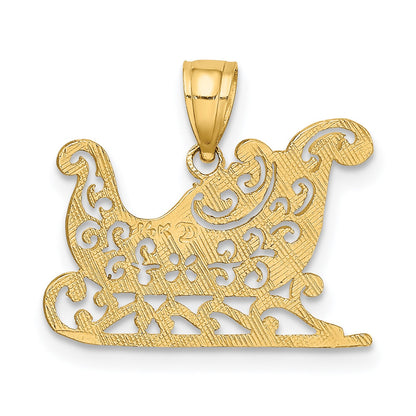 14k Polished Filigree Sleigh Charm