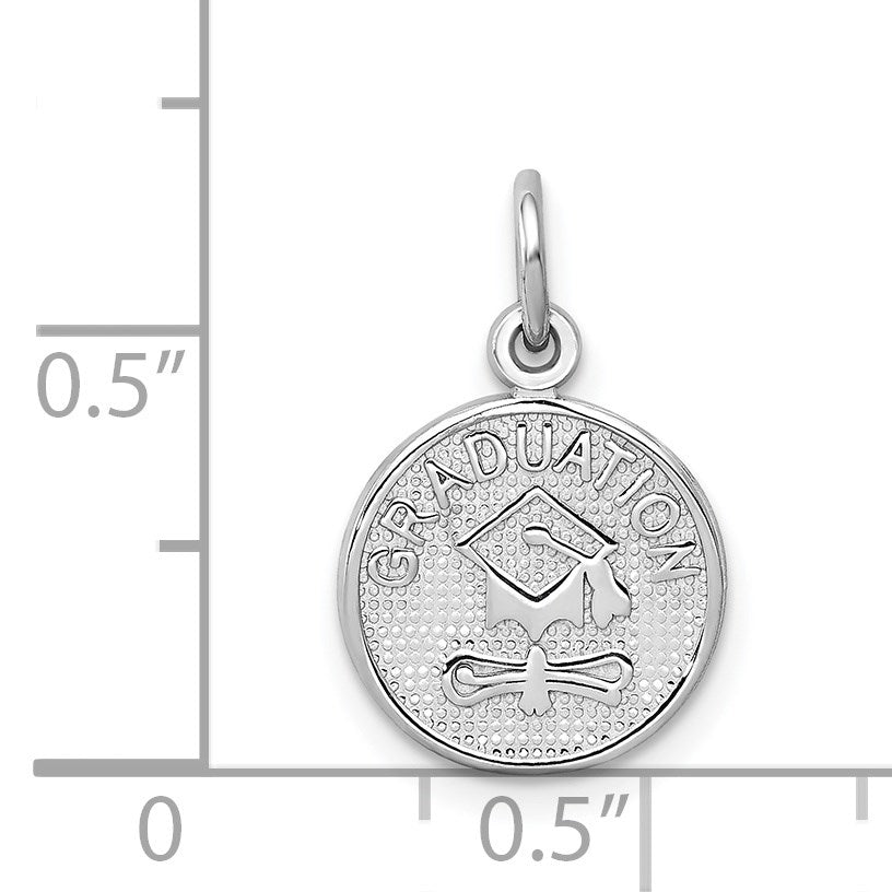 14k White Gold Polished GRADUATION Charm