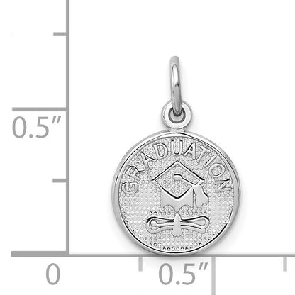 14k White Gold Polished GRADUATION Charm
