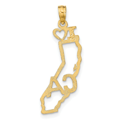 14k Solid I HEART CA California State Pendant