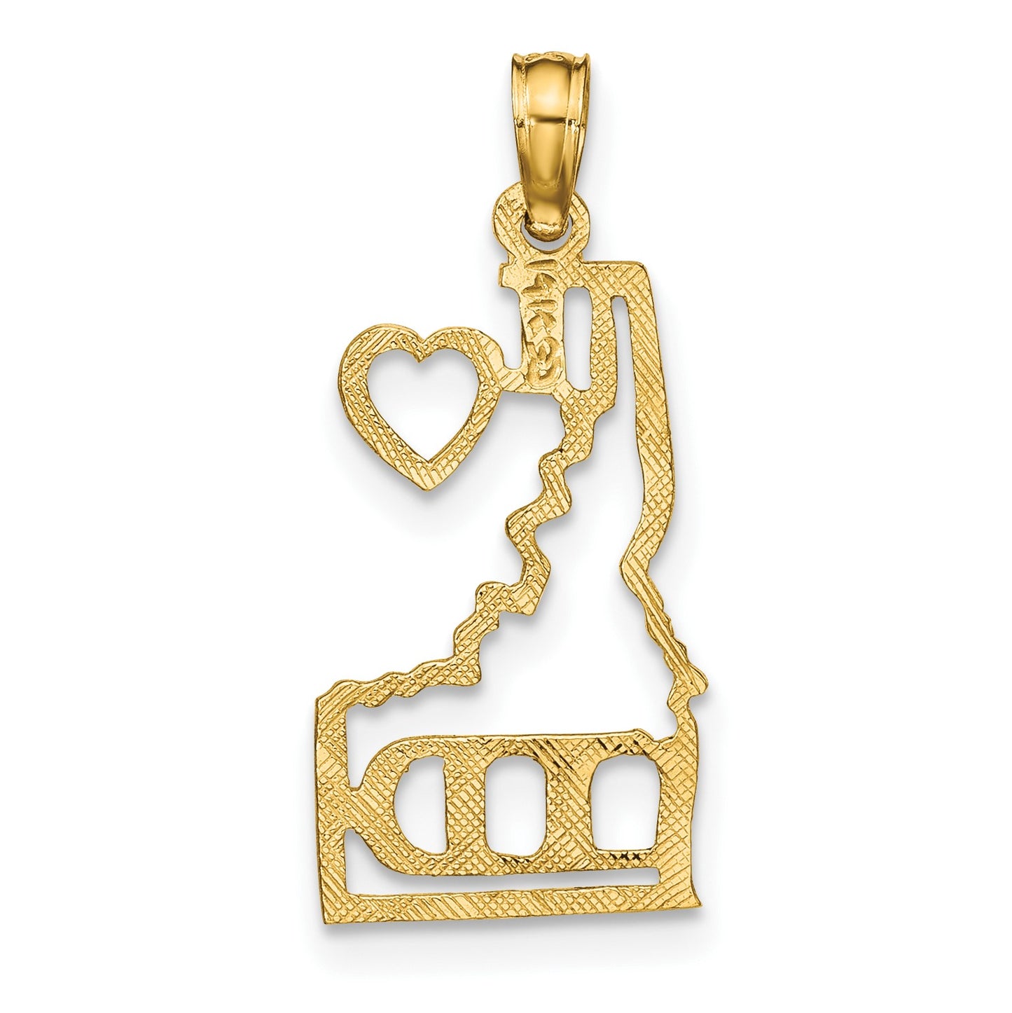 14k Solid I HEART ID Idaho State Map Pendant