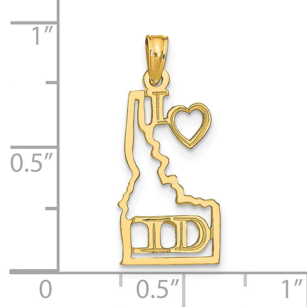 14k Solid I HEART ID Idaho State Map Pendant