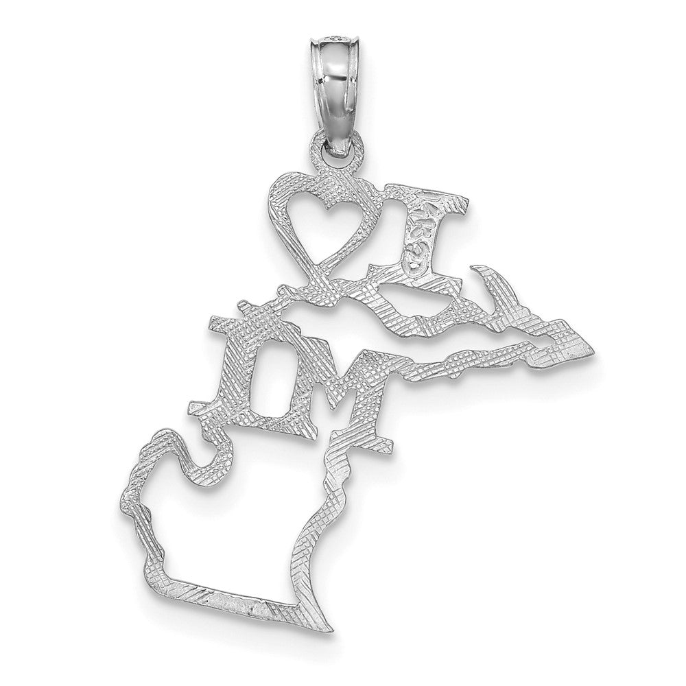 14K White Gold Solid Michigan State Pendant