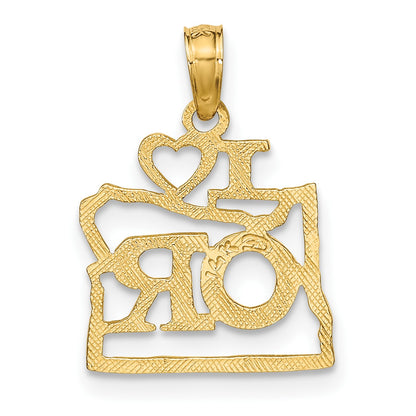 14k Solid I HEART OR Oregon State Pendant