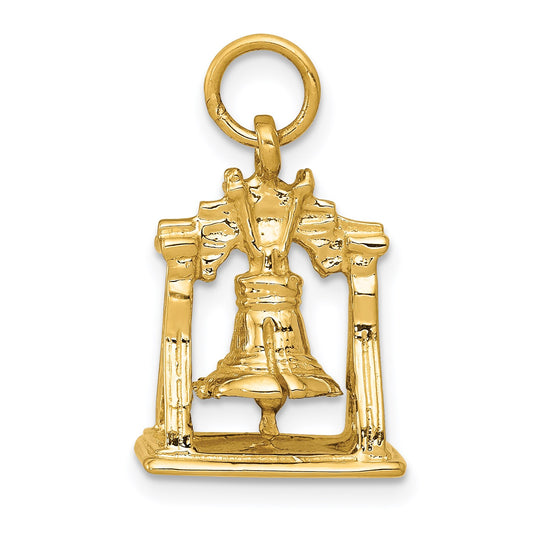 14k Solid Polished 3-D Liberty Bell Charm