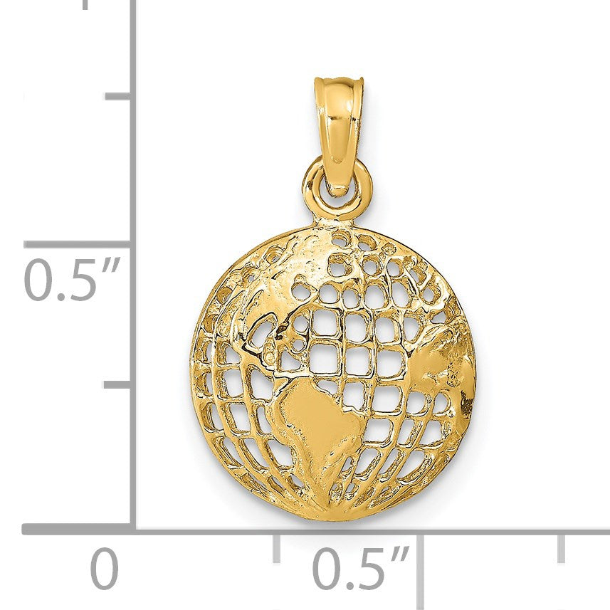 14k Polished Cut-out Globe Pendant