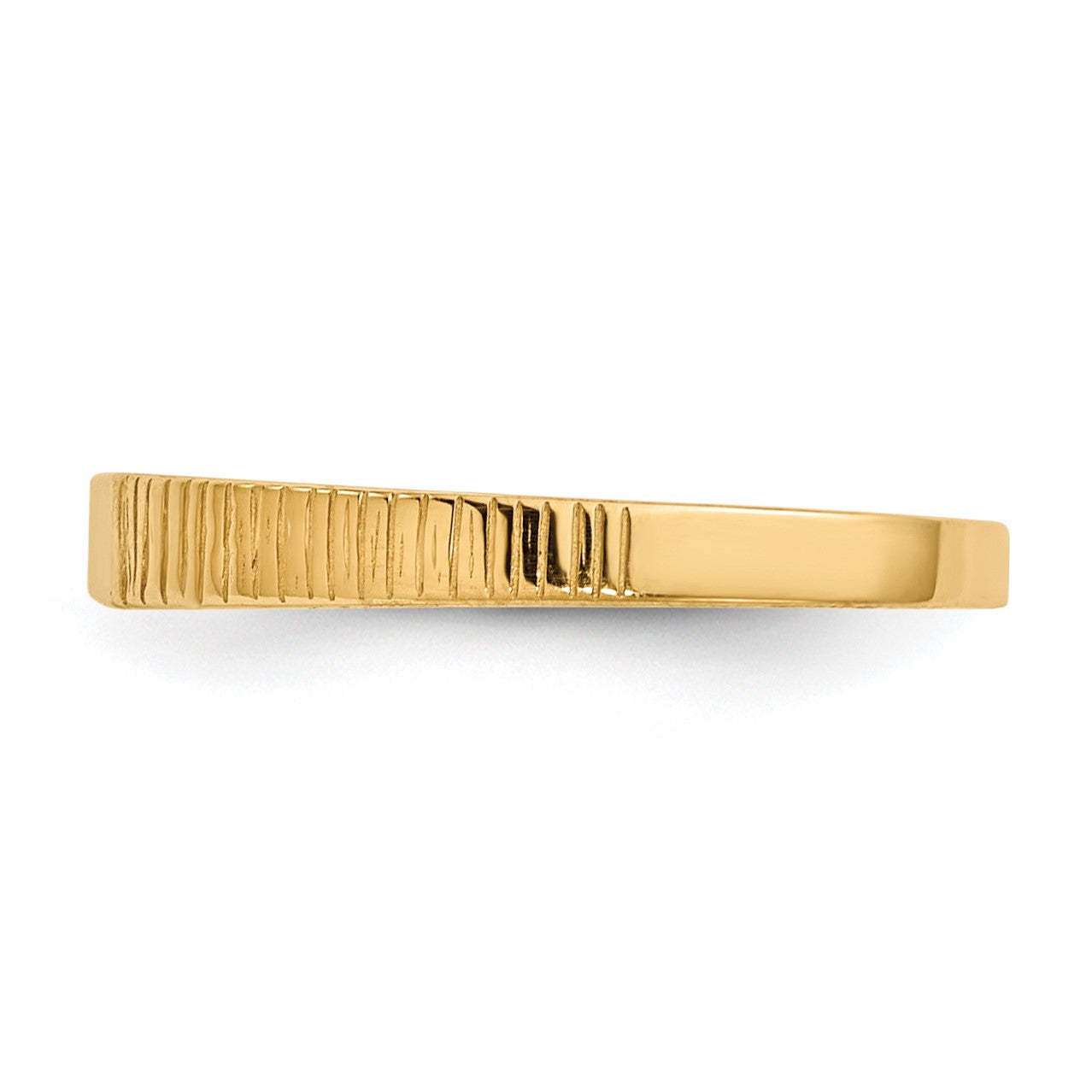 14k Polished and Ridged 3.5x2.25mm Closed Back Size 2 Baby Rectangular Signet Ring