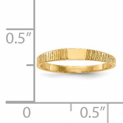 14k Polished and Ridged 3.5x2.25mm Closed Back Size 2 Baby Rectangular Signet Ring