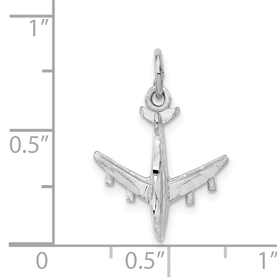 14k White Gold 3-D Airplane Charm