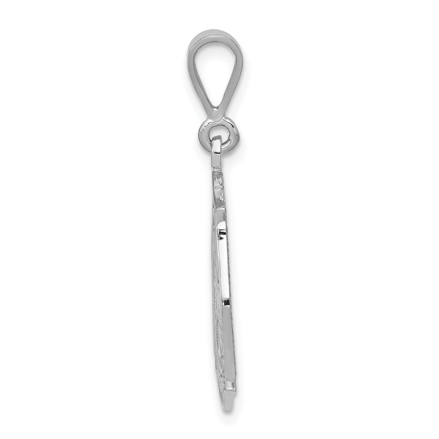14k White Gold FIRE RESCUE Badge Pendant