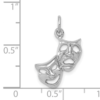 14k White Gold Polished Open-Backed Comedy/Tragedy Charm