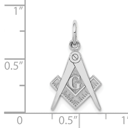 14k White Gold Polished and Textured Masonic Symbol Charm