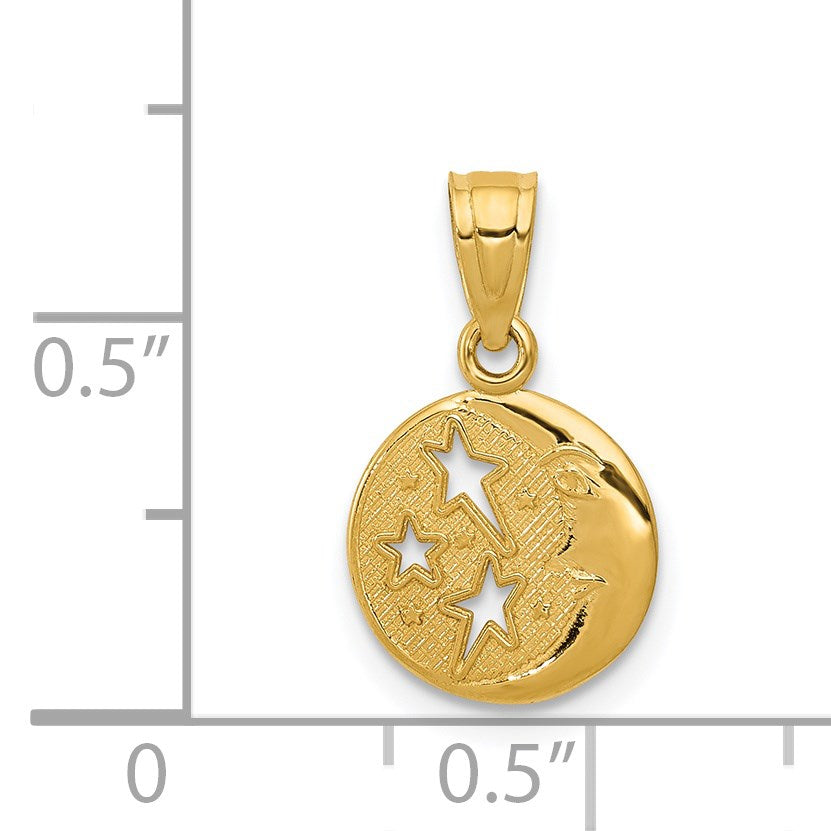 14k Moon and Stars Pendant