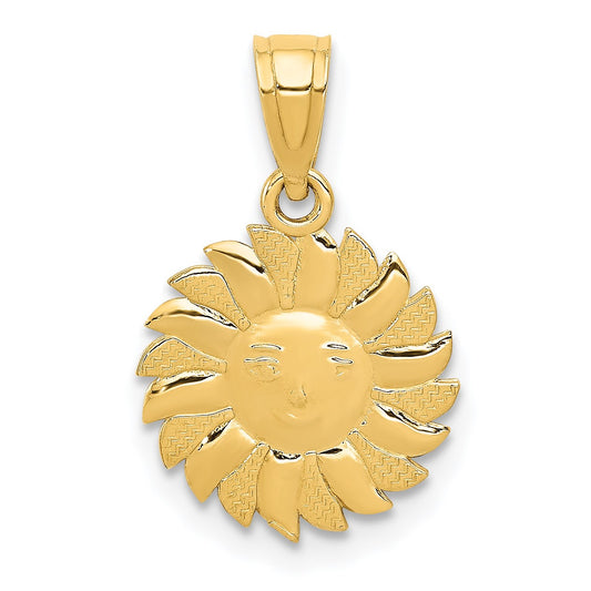 14k Polished Sun with Face Pendant