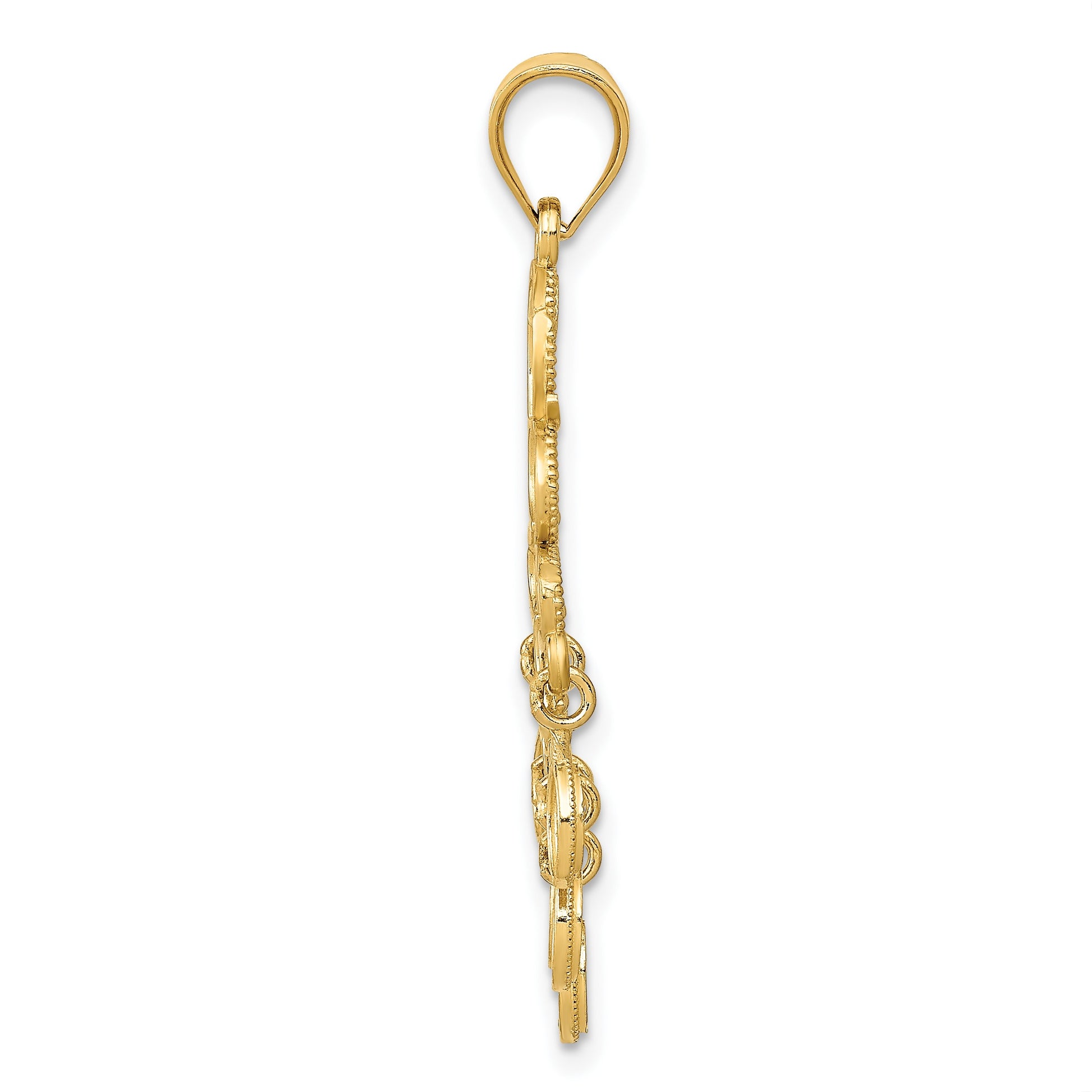 14k Polished Diamond-cut Chandelier Pendant