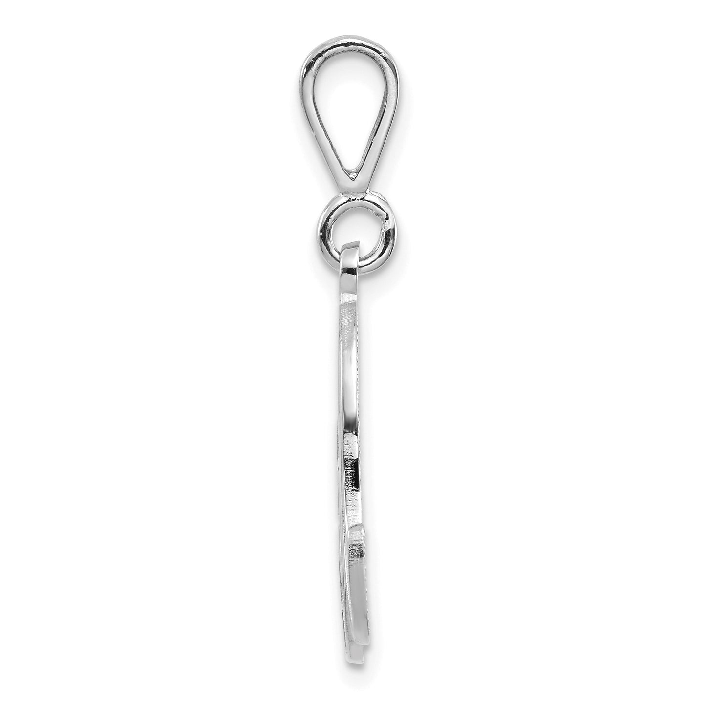 14KW White Gold Solid Polished Script Filigree Letter A Initial Pendant