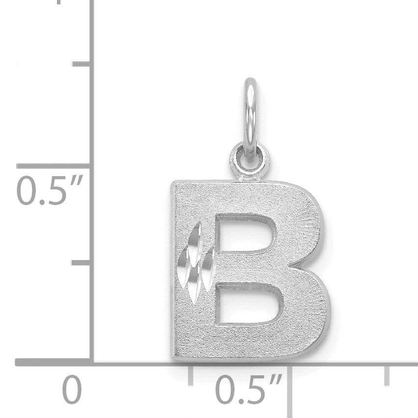 14KW Satin Diamond-cut Letter B Initial Charm