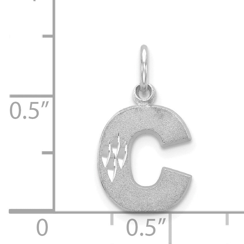 14KW Satin Diamond-cut Letter C Initial Charm