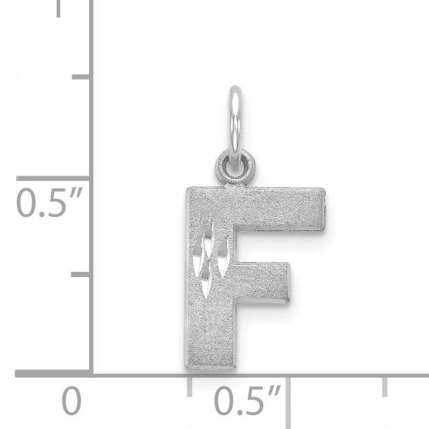 14KW Satin Diamond-cut Letter F Initial Charm