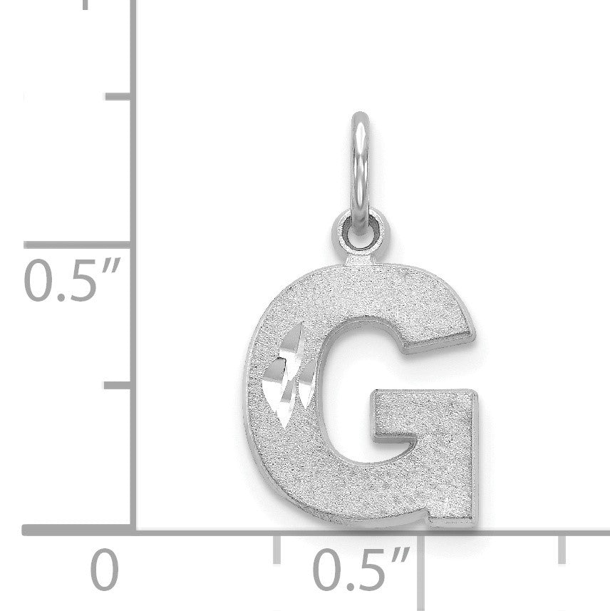 14KW Satin Diamond-cut Letter G Initial Charm