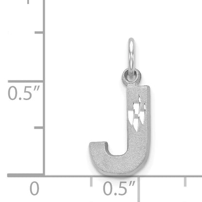 14KW Satin Diamond-cut Letter J Initial Charm