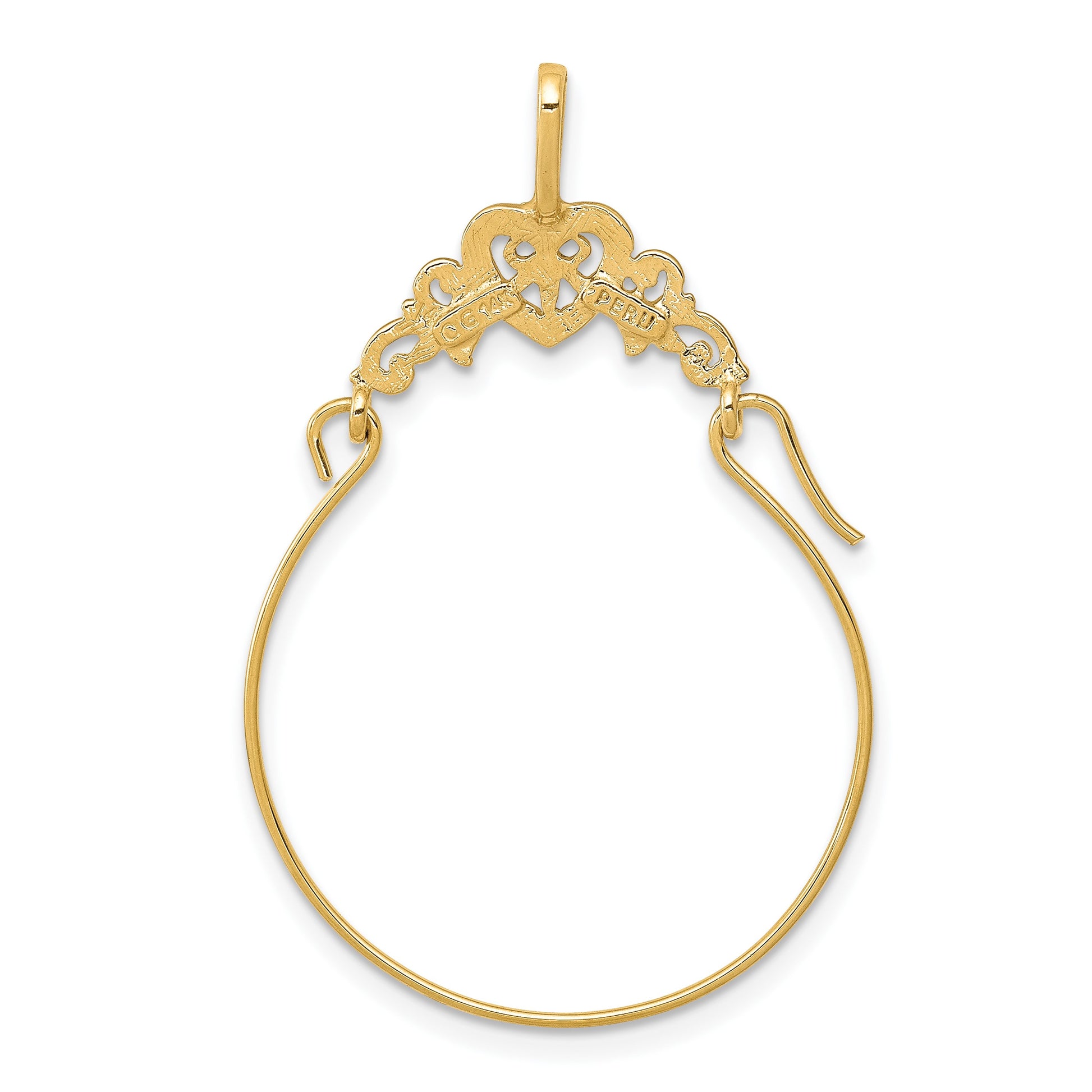 14k Polished Filigree Heart Charm Holder Pendant