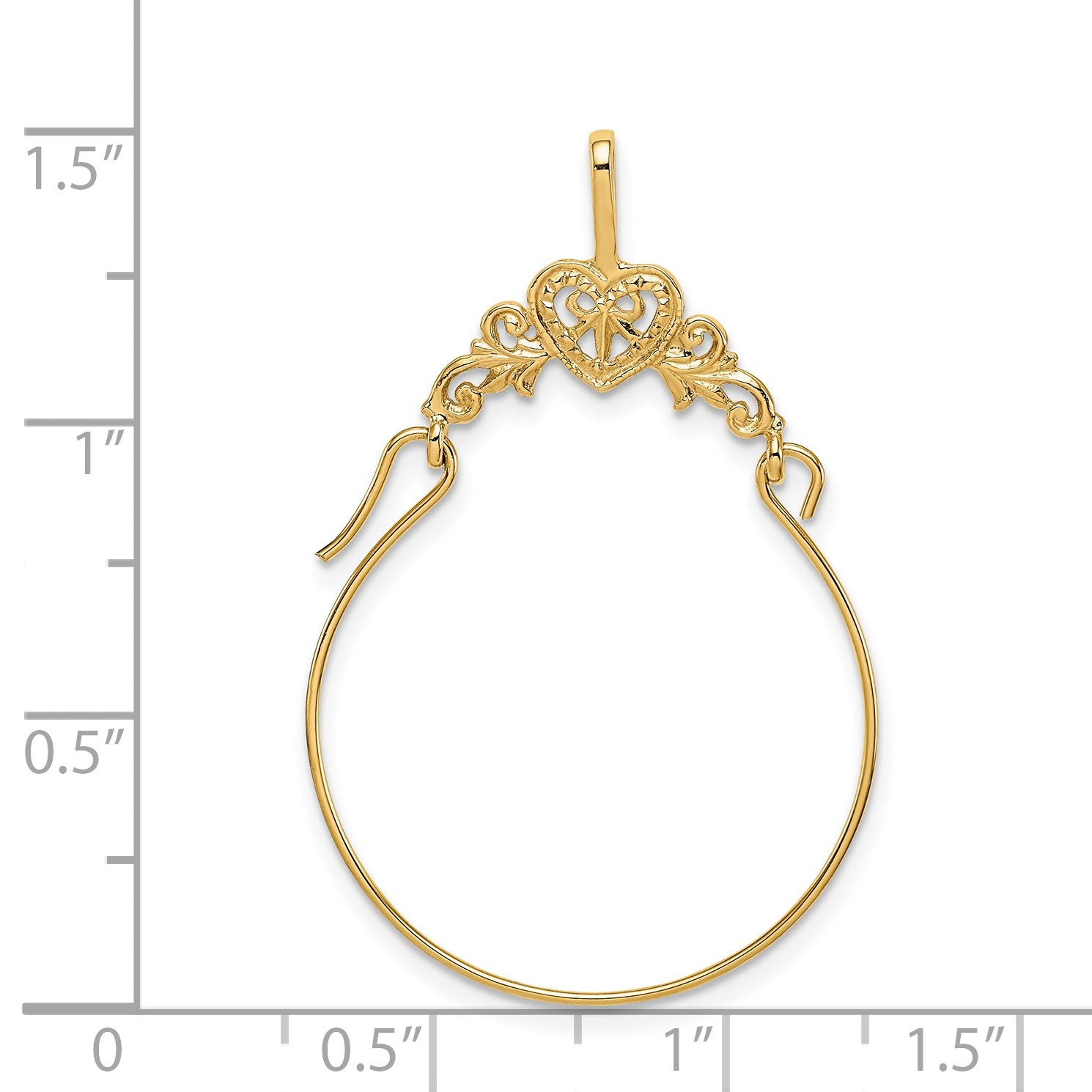 14k Polished Filigree Heart Charm Holder Pendant