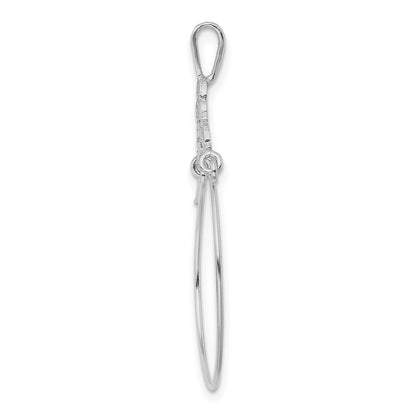 14k White Gold Polished Filigree Heart Charm Holder Pendant