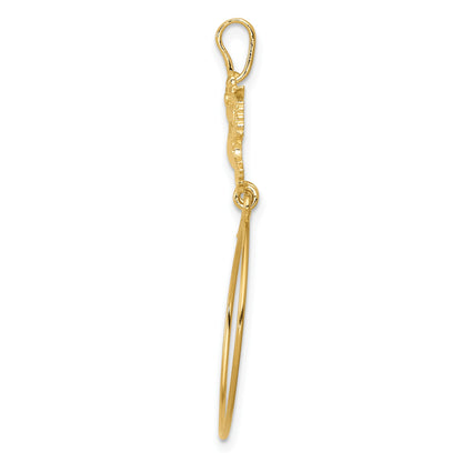 14k Polished Doves and Bow Charm Holder Pendant