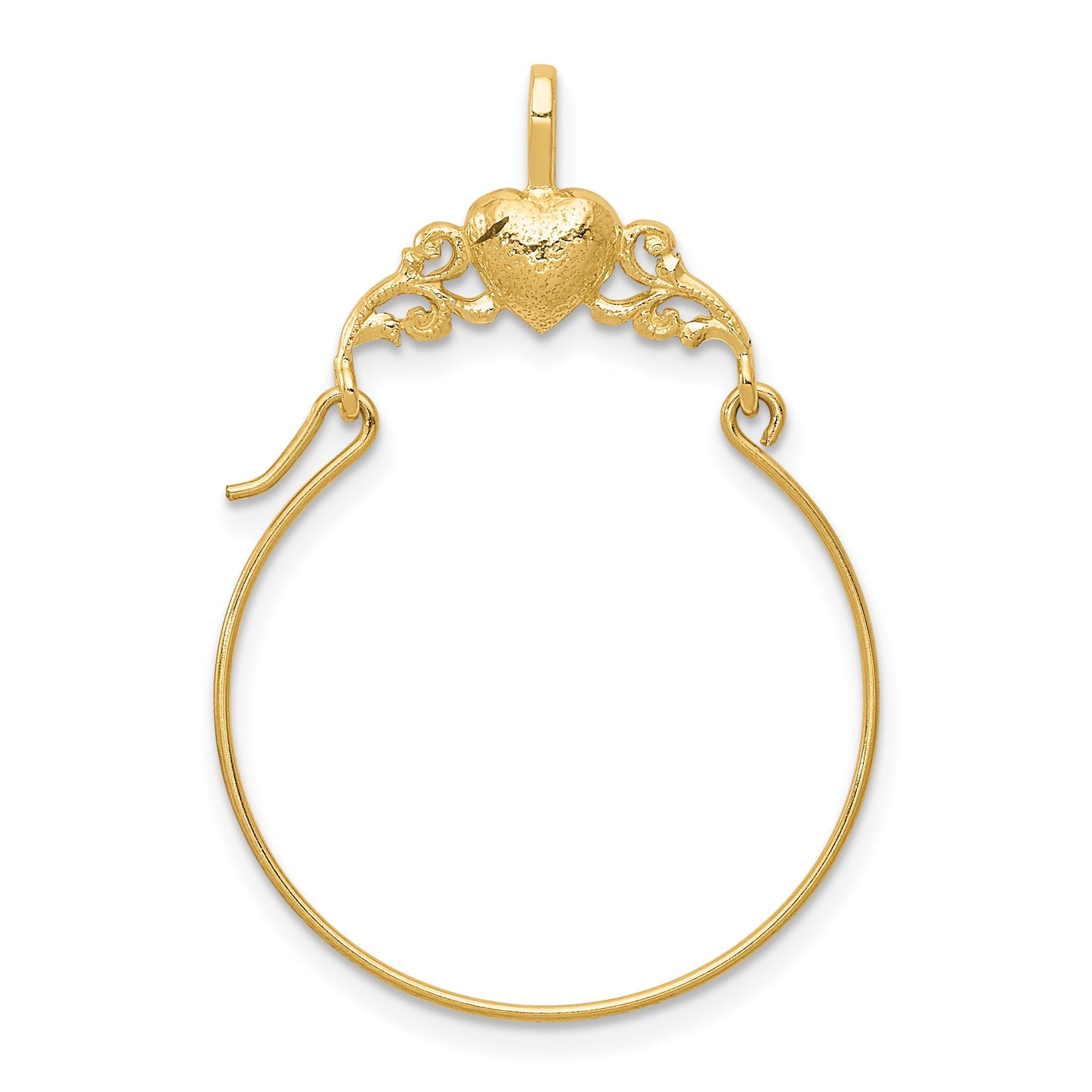 14k Polished Heart Charm Holder Pendant