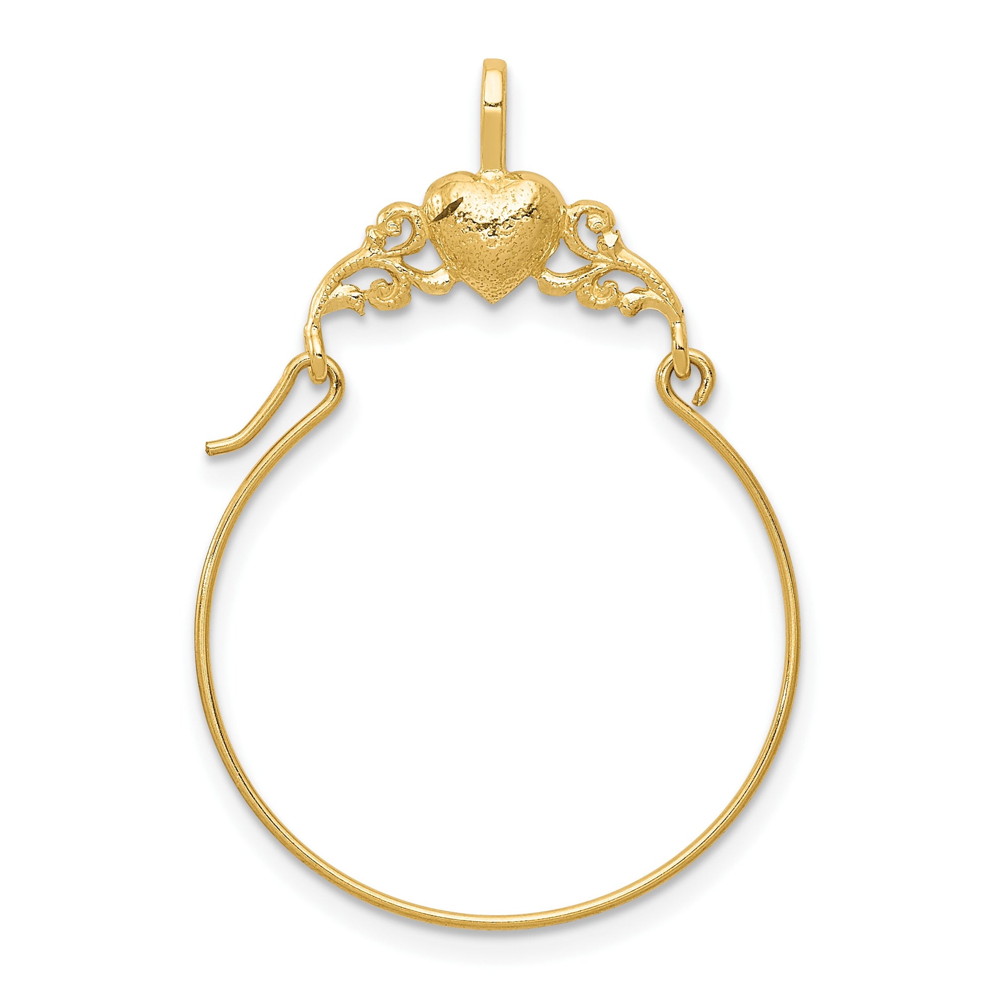 14k Polished Heart Charm Holder Pendant