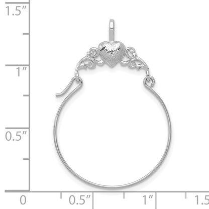 14K White Gold Polished Heart Charm Holder Pendant