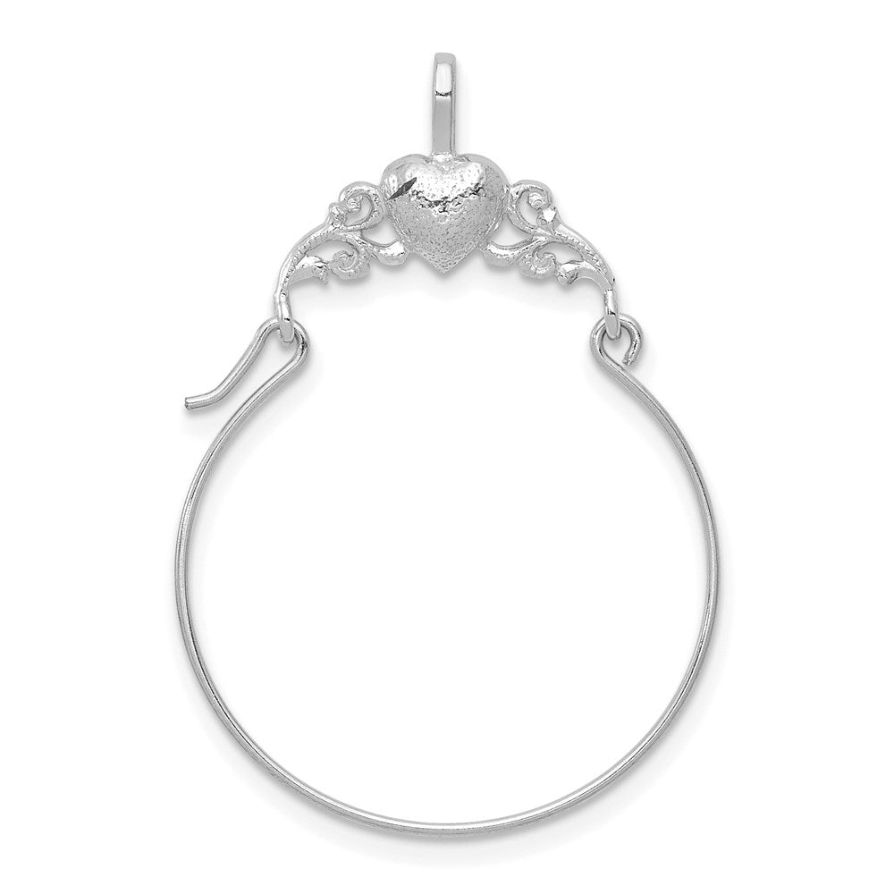 14K White Gold Polished Heart Charm Holder