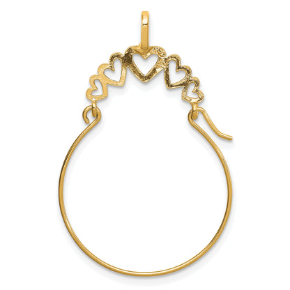 14k Polished 5-Heart Charm Holder Pendant