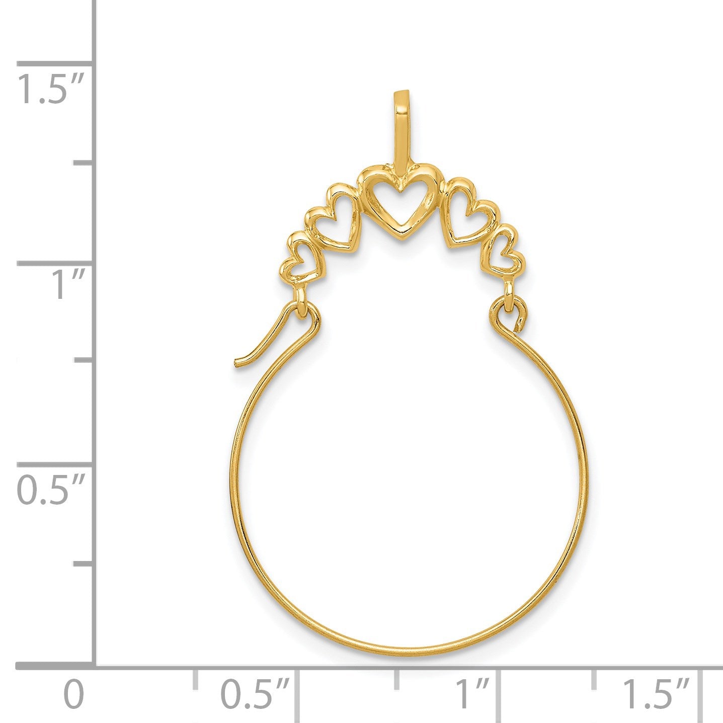 14k Polished 5-Heart Charm Holder Pendant