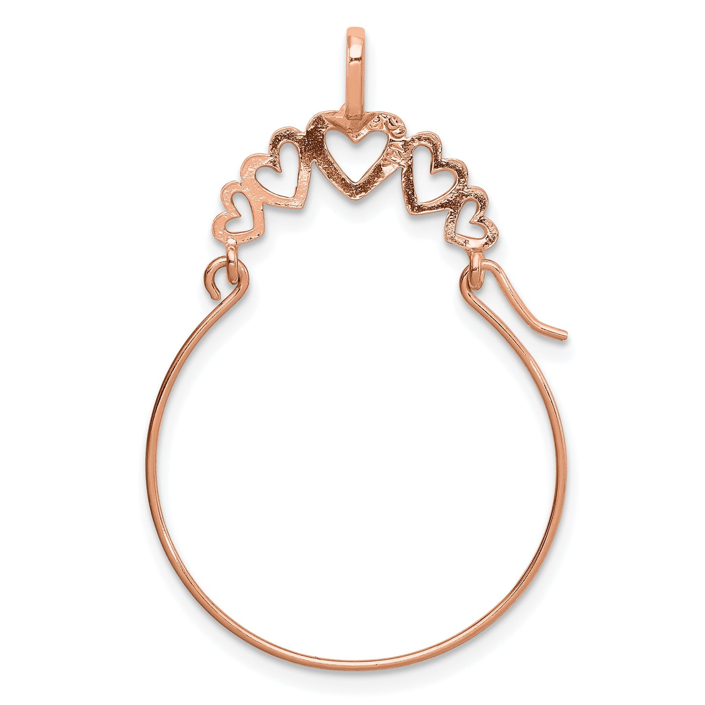 14k Rose Gold Polished 5-Heart Charm Holder Pendant