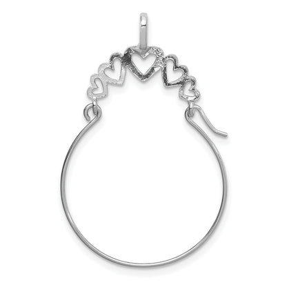 14k White Gold Polished 5-Heart Charm Holder Pendant