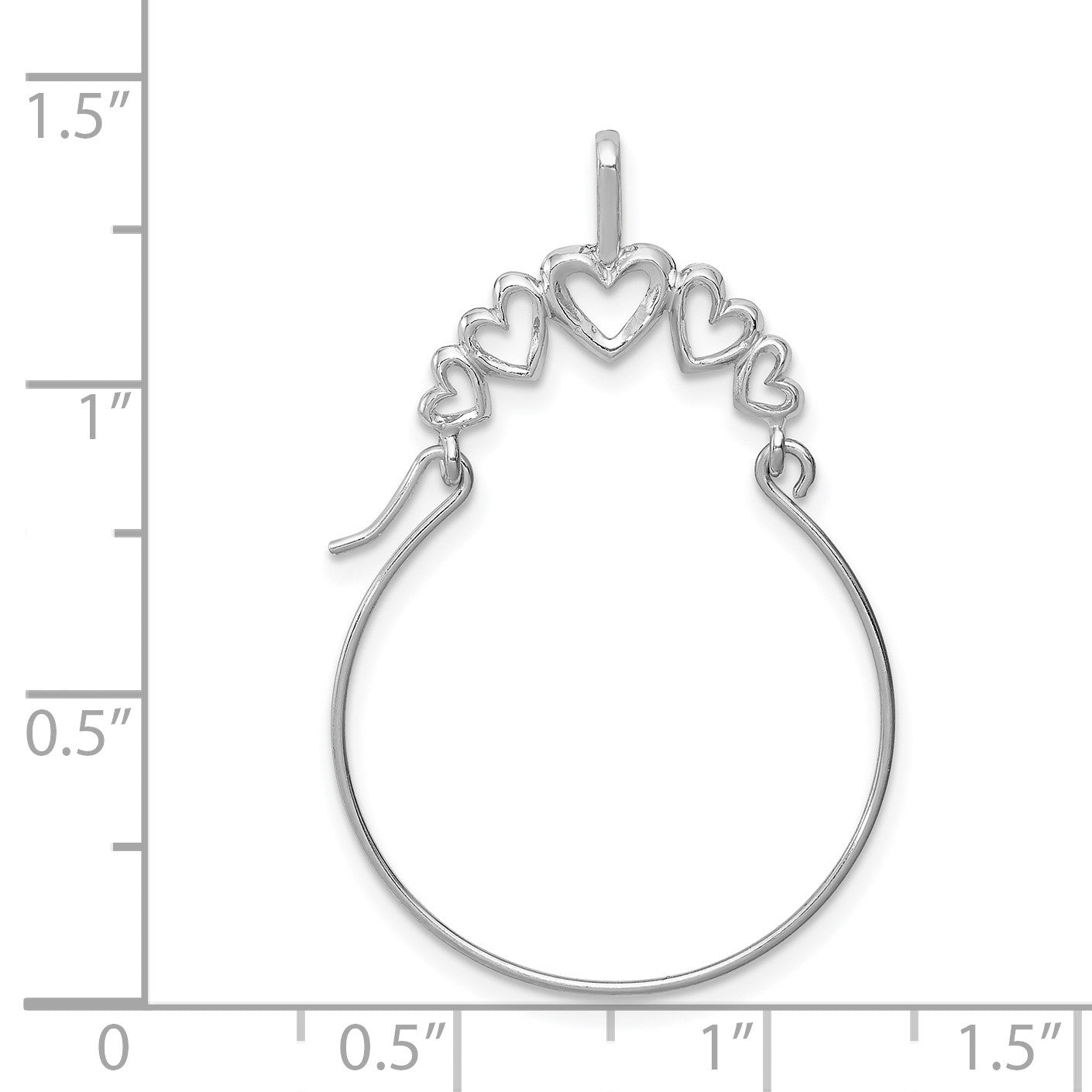14k White Gold Polished 5-Heart Charm Holder Pendant