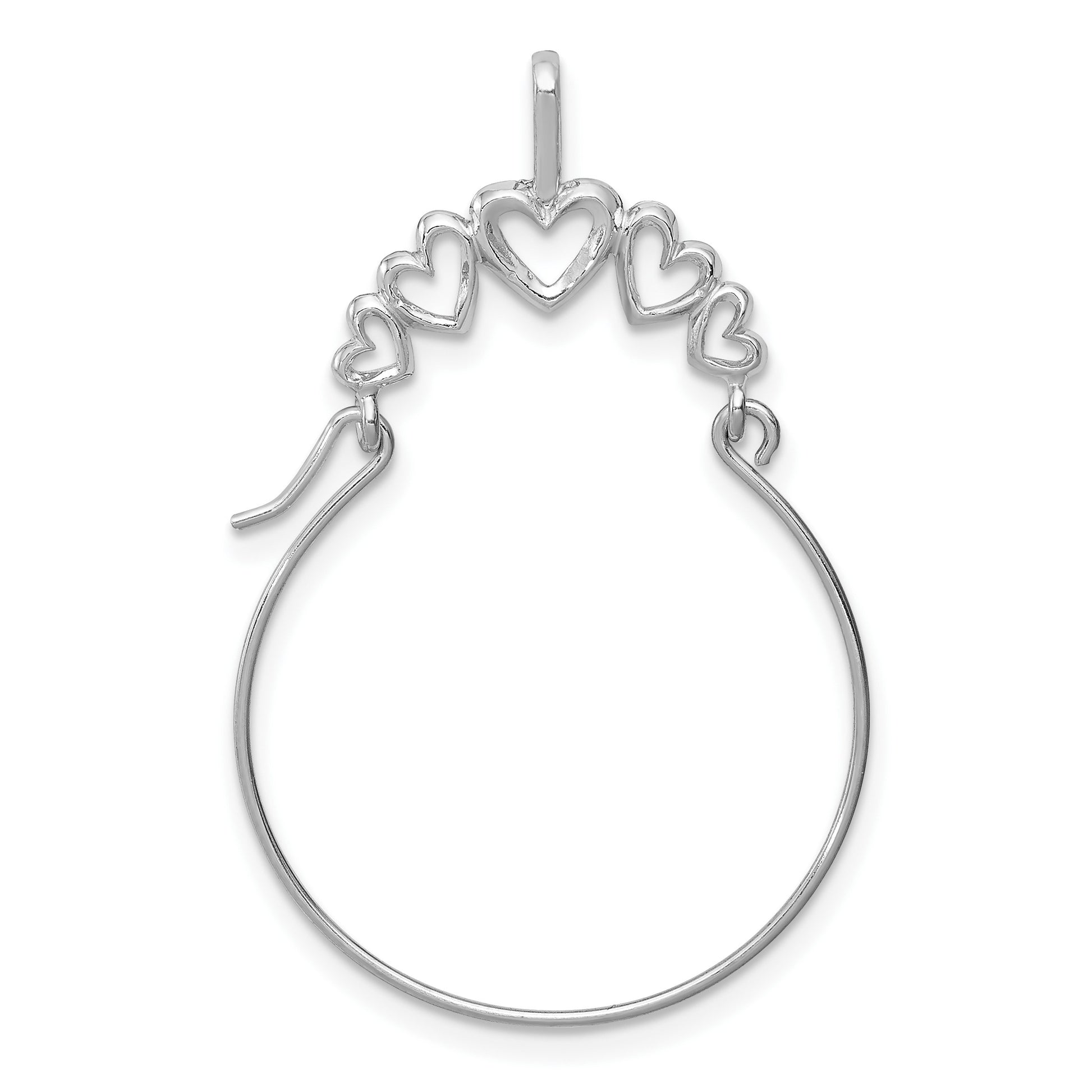 14k White Gold Polished 5-Heart Charm Holder Pendant