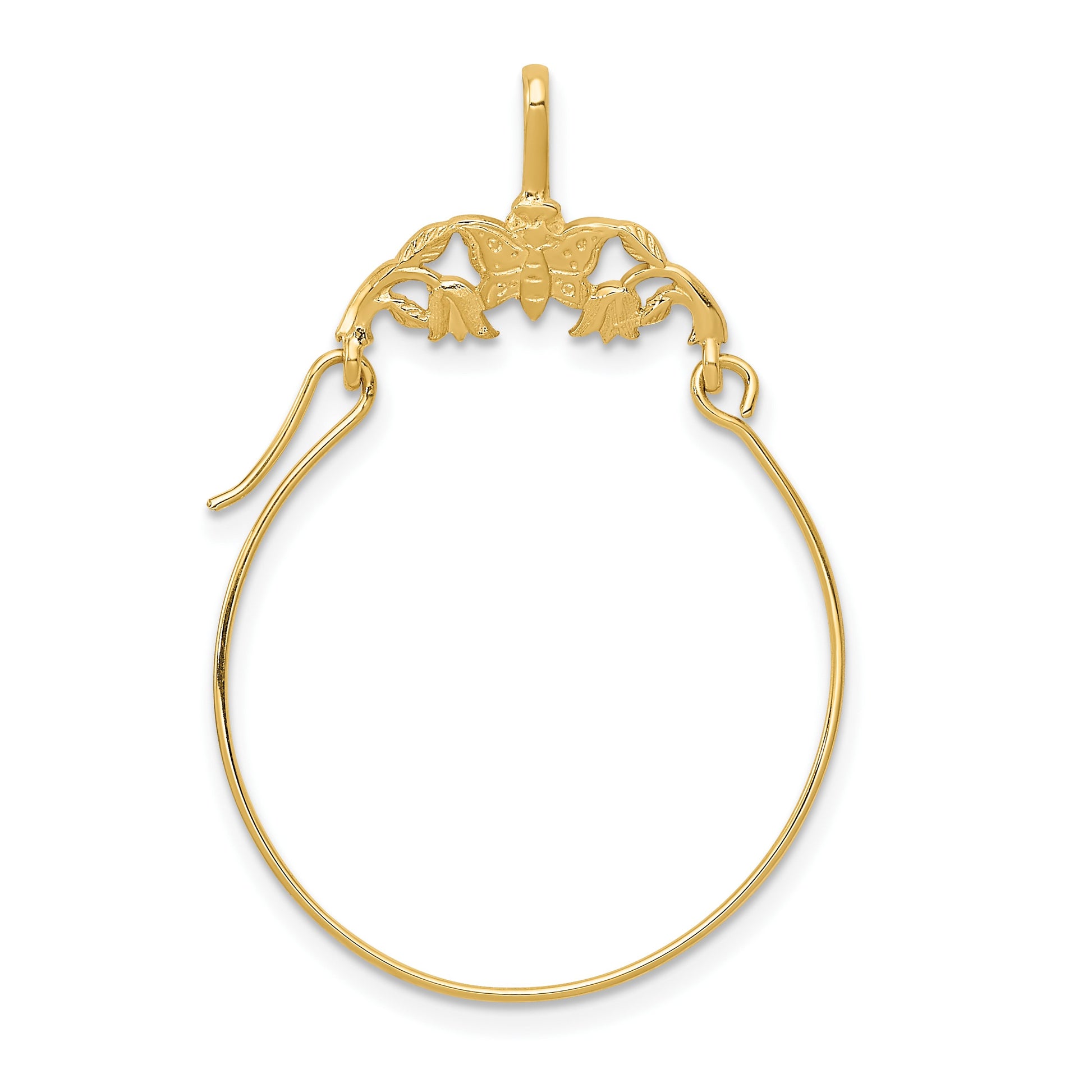14k Polished Butterflies Charm Holder Pendant