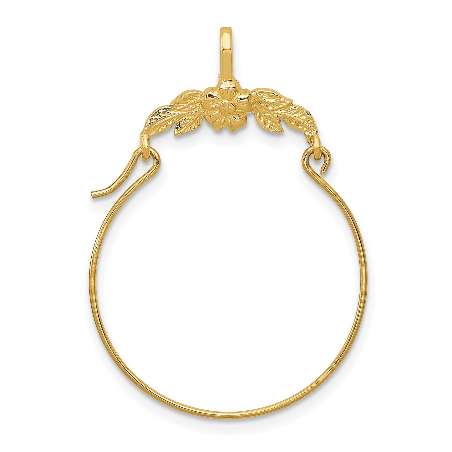 14k Polished Floral Charm Holder Pendant